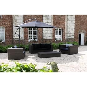 Salon de jardin poly-rotin canap� 3+1+1 foals