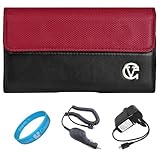 Red & Black Portola Leather Holster Carrying Case with Fixed Belt-Clip and  ....