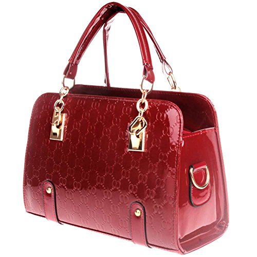 Vbiger Women's Fashionable PU Leather Padlock Tote Handbag Shoulder Bag