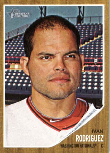 2011 Topps Heritage Baseball Card # 262 Ivan Rodriguez - Washington Nationals - MLB Trading Card in Screwdown Case