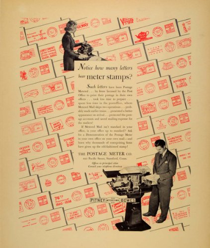1938 Ad Metered Mail Postage Meter Stamp 842 Pacific St - Original Print Ad