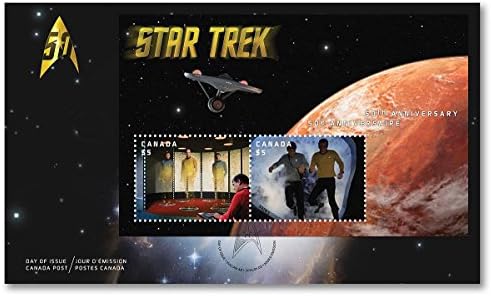 50th Anniversary- Lenticular Souvenir Sheet Official First Day Cover Collectible Canada Postage Stamps Made for Star Trek