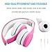 Wired Foldable Volume Limited Kids Headphones with Microphone and Music Sharing for Boys Girls Children (Rose)