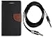 Novo Style Wallet Case Cover For Xiaomi Redmi 3s Black + 3 feet Slim 3.5mm Music Record Stereo Audio Auxiliary AUX Cable Cord RS.295.00