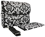 Messenger Style Diaper Bag w/Changing Pad in Damask or Zebra Print (YK-ZA5514-DAM-BK)