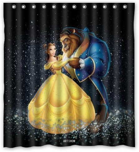 ARTSWOW Beauty and the Beast Custom Waterproof Bathroom 100% Polyester Fabric Shower Curtain 60 x 72