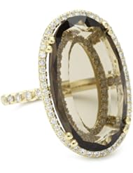 Suzanne Kalan "Vitrine" Oval Smoky Quartz and Diamond Bezel Ring