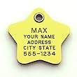Pet ID Tag - Star - Custom engraved cat and dog ID tags. Pet safety tag has reflective coating and is available in plastic, stainless steel and brass.