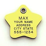 Pet ID Tag - Star - Custom engraved dog & cat ID tags. Pet safety tag has reflective coating and is available in plastic, stainless steel and brass.