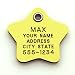 Pet ID Tag - Star - Custom engraved cat and dog ID tags. Pet safety tag has reflective coating and is available in plastic, stainless steel and brass.