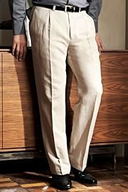 Big & Tall Linen Blend Single Pleat Trousers with Silk