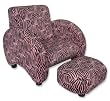 Trend Lab Mod Chair with Ottoman, Pink Velour Zebra Print