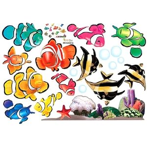 12 Tropical Fish and Coral Reef Nursery Kids Room Wall Art Sticker Decals