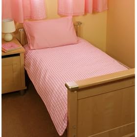 Pink Gingham cot bed /junior duvet set
