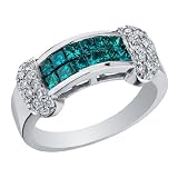 White and Blue Cocktail Diamond Ring 1.14 Carat (ctw) in 14K White Gold