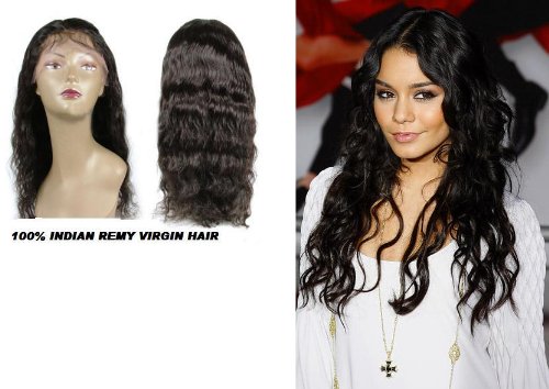 100% VIRGIN INDIAN REMY HUMAN HAIR FULL LACE WIG DEEP WAVE 18 NATURAL COLOR