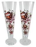 2 Ed Hardy Love Kills Slowly Pilsner Glasses 22 Oz