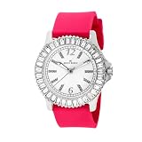 AK Anne Klein Women’s Silver-Tone Swarovski Crystal Accented Magenta Watch 109197WTMA Picture