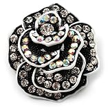 51WwMlMNSIL. SL160  Romantic Vintage Dimensional Crystal Rose Brooch (Black&White)