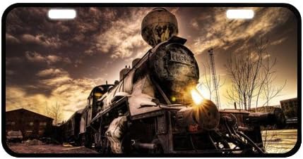 11.8" X 6.1" Aluminum made Train Special Design Metal License Plate for Car Black Trim