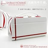 United HOMME UH-2175 ホワイト レッド 白 赤 十字 セカンドバッグ  クロスライン ダブルファスナー
