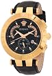 Versace Men's 23C80D008 S009 V-Race Chrono Black-dial Rose-Gold Plated Genuine Leather Watch from Versace