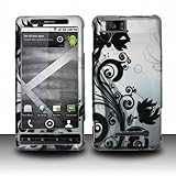 Verizon Motorola Droid X2 Accessory - Silver Black Vines Protective Hard Ru ....