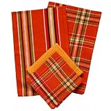 Bermuda Plaid Persimmon Kitchen Towels Set
