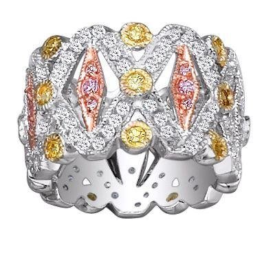 Sterling Silver 3 Tone Gold, Copper, & Clear 