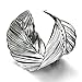Merdia Fashionable Alloy Metal Arched Leaf Shaped Wide Arm Cuff Bangle Bracelet(Silver Color)