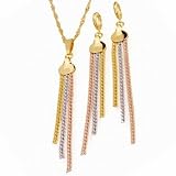 Cherilli - Parure collier boucles d'oreilles Sarah Tricolore- Plaqué Or 750/1000