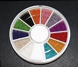 12 Colors Mini Ball Beads NAIL ART 3D Decoration In Wheel with Bonus Sample