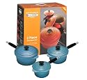 Le Creuset Cast Iron Saucepan Set, Teal, 3 Piece
