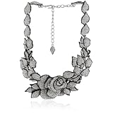 Kenneth Jay Lane Black Enamel Silver and Rhinestone