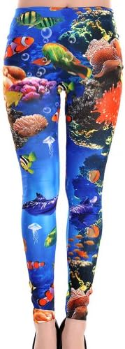 Women Multi-Element Undersea World Fish Pattern Legging Pants (F247)