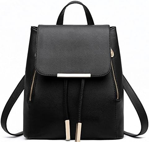 ZIGUO Women Leisure Mini Travel Soft Leather PU Rucksack Backpack Schoolbag Shoulder Bag (Black)