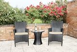 Oxford Black Rattan Garden Bistro 2 Seat Table Set
