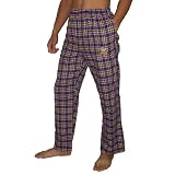 Mens NFL Minnesota Vikings Plaid Cotton Thermal Sleepwear / Pajama Pants - Purple & Yellow (Size: S)