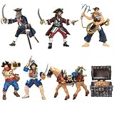 Papo Pirate Set Includes Wooden Leg Captain, Pirate Horse, Barbarossa Pirate, Conquistador Pirate, Cannon Pirate, Pirate w/ Grapnel, and Pirate Treasure Chest