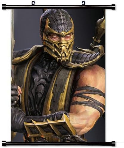 MiniGao Wall Scroll Poster with Mortal Kombat Scorpion Warrior Ghost Ninja Home Decor Wall Posters Fabric Painting 32 X 48 Inch
