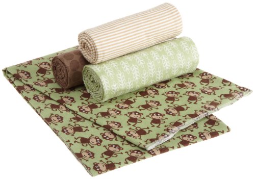 Carter's 4 Pack Wrap Me Up Receiving Blanket - Monkey product image