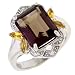 14K White Gold Smoky Topaz, Citrine, and Diamond Ring
