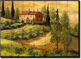 Tuscan Villa by Joanne Morris - Landscape Tumbled Marble Tile Mural 20 x 28 Kitchen Shower Backsplash