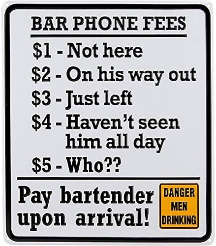 Bar Phone Fees Tin Bar Sign