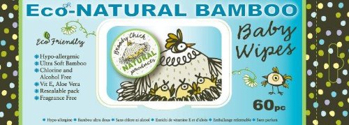 Broody Chick Eco-Natural Bamboo Baby Wipes (60 Unscented Wipes)