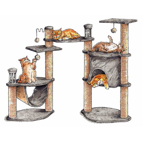 Whisker World Deluxe Cat Amusement Center (Gray) (Oversized)