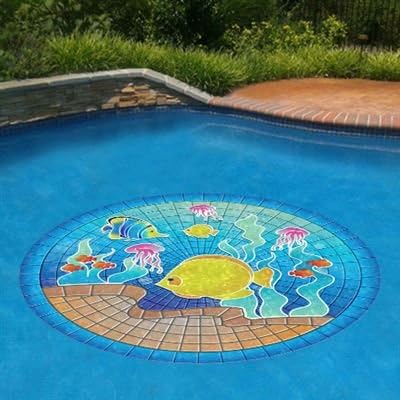 Tropical Fish Mosaic Pool Mat, 59 Inches in Diameter, Vinyl, All Weather, Durable, Easy to Install and Remove, Works in Any Pool, Poolsaic Mats