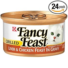 Fancy Feast Gourmet Cat Food Grilled Liver & Chicken Feast in Gravy, 3-Ounce Cans (Pack of 24)