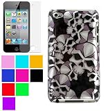 Skull Cover for iPod touch 4th gen for New Ipod Touch 4th Generation with Camera Suitable for 8G 32G 64G + New Ipod Touch 4G Clear Screen Protector , Skull