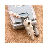 DOG ビーズ携帯ストラップ(シベリアンハスキー/グレー)...